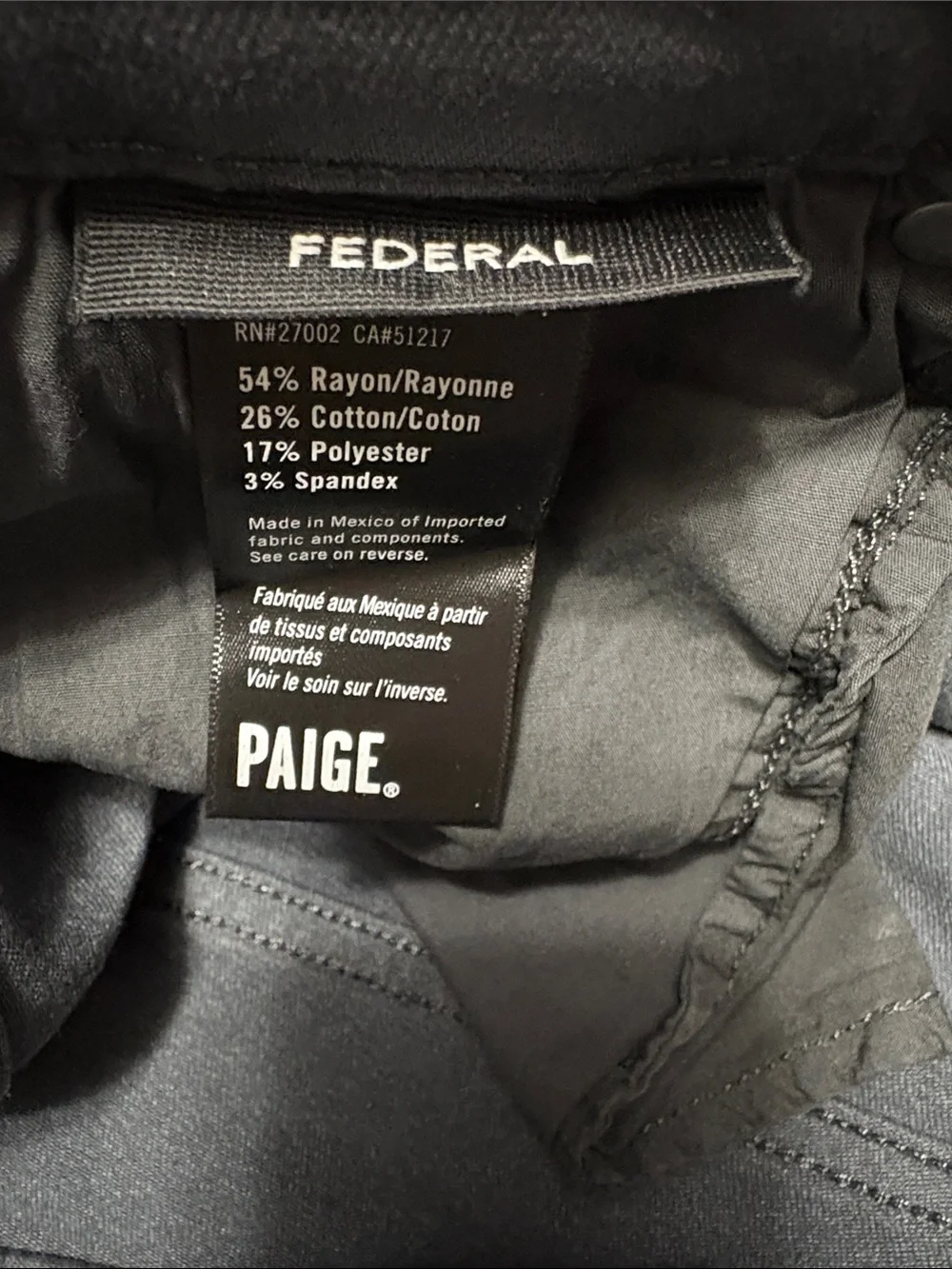 PAIGE Transcend Federal Slim Straight Jean Vintage Onyx Blue Men 32 x 28.5